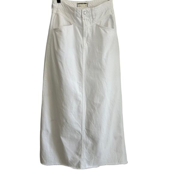 #13 NWOT We The Free Size 0 Come As You Are White Denim Western Boho Maxi Skirt. - Picture 5 of 11